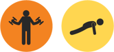 icons of adults lifting weights and doing pushups