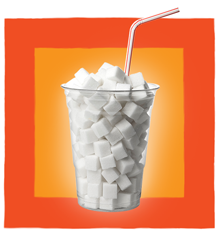 cup with sugar cubes and a straw