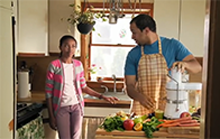 father and daughter juicing