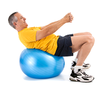 man exercising with stability ball