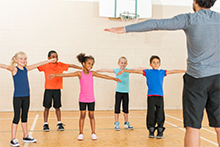 kids exercising in pe class