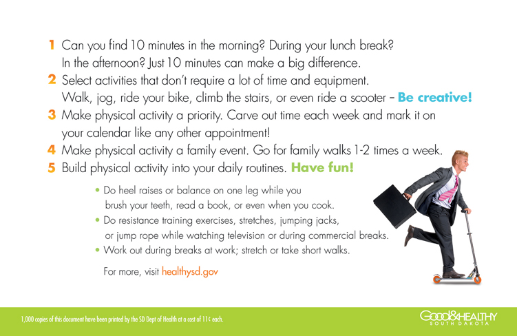 back of physical activity palm card